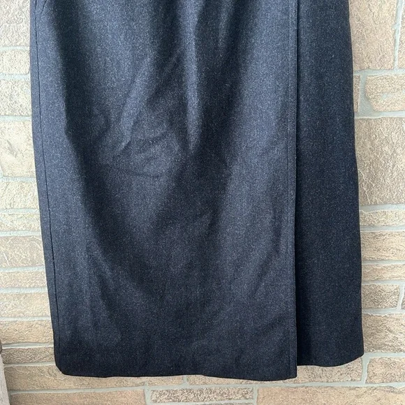 Escada Vintage Wrap Wool Midi Charcoal Gray Skirt Medium Weight Size 40(M/L) - Picture 3 of 11